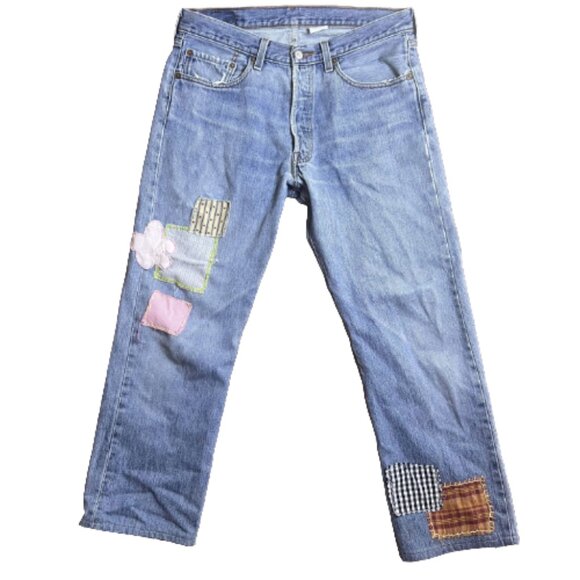 Levi's Denim - Vintage Levi’s 501 Custom Patchwork Jeans W33 L34 Denim
